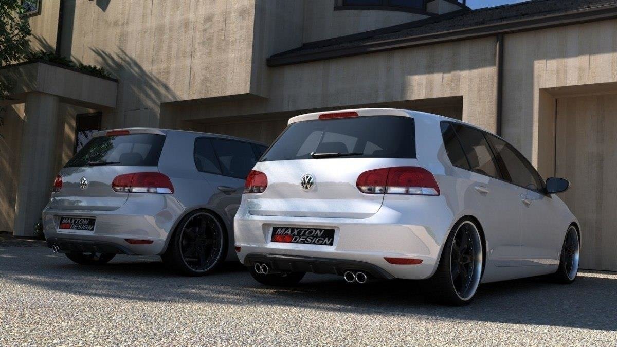 Maxton Design Heckschürze für VW GOLF 6 MIT 2 AUSPUFF schwarz Hochglanz