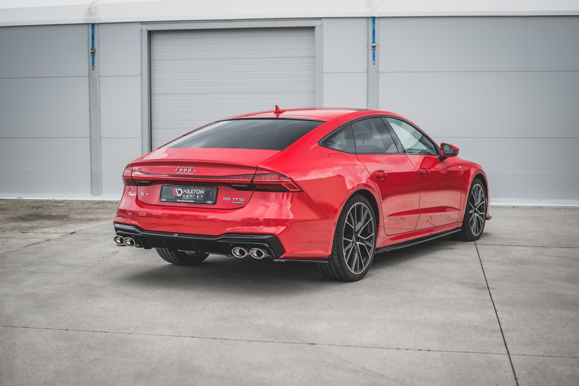 Maxton Design Diffusor Heck Ansatz für + Endschalldampfer Sportauspuff Attrappe Audi A7 C8 S-Line