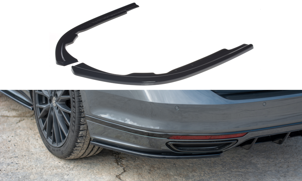 Maxton Design Heck Ansatz Flaps Diffusor für Volkswagen Passat R-Line B8 schwarz Hochglanz