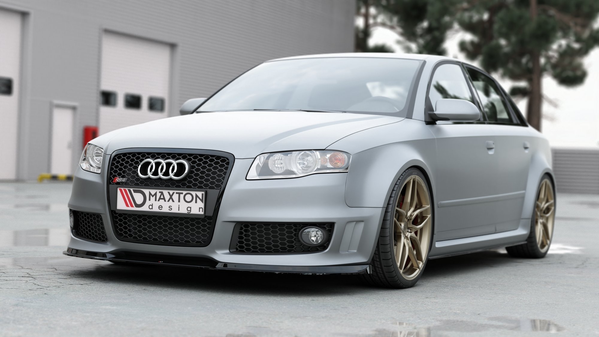 Maxton Design Front Ansatz V.1 für Audi RS4 B7 schwarz Hochglanz