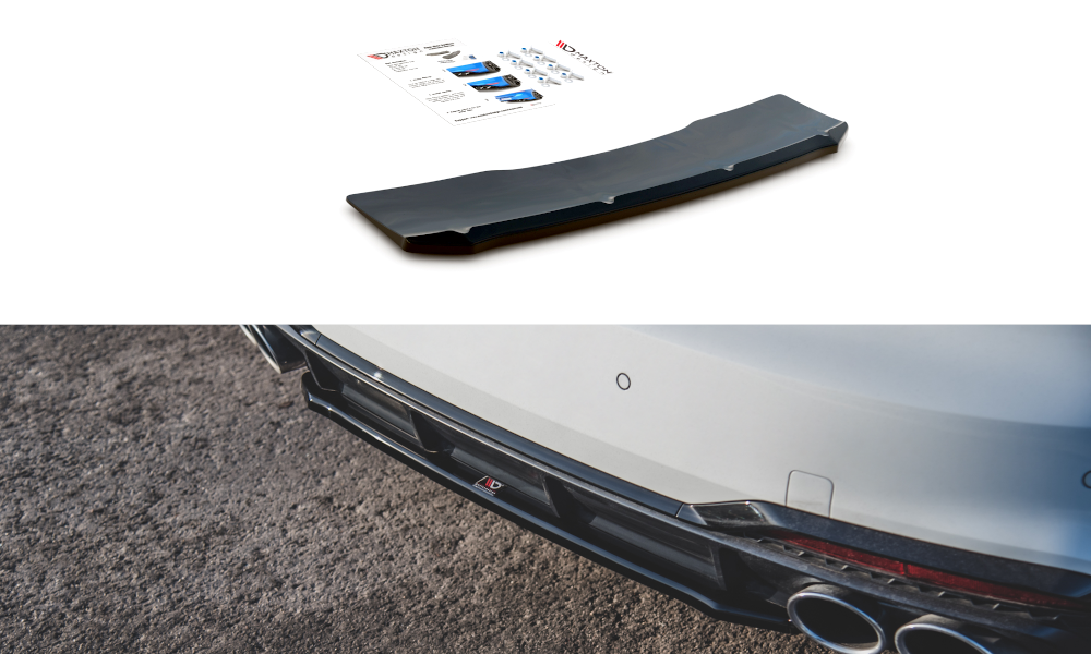 Maxton Design Mittlerer Diffusor Heck Ansatz für Audi S5 Sportback F5 Facelift schwarz Hochglanz