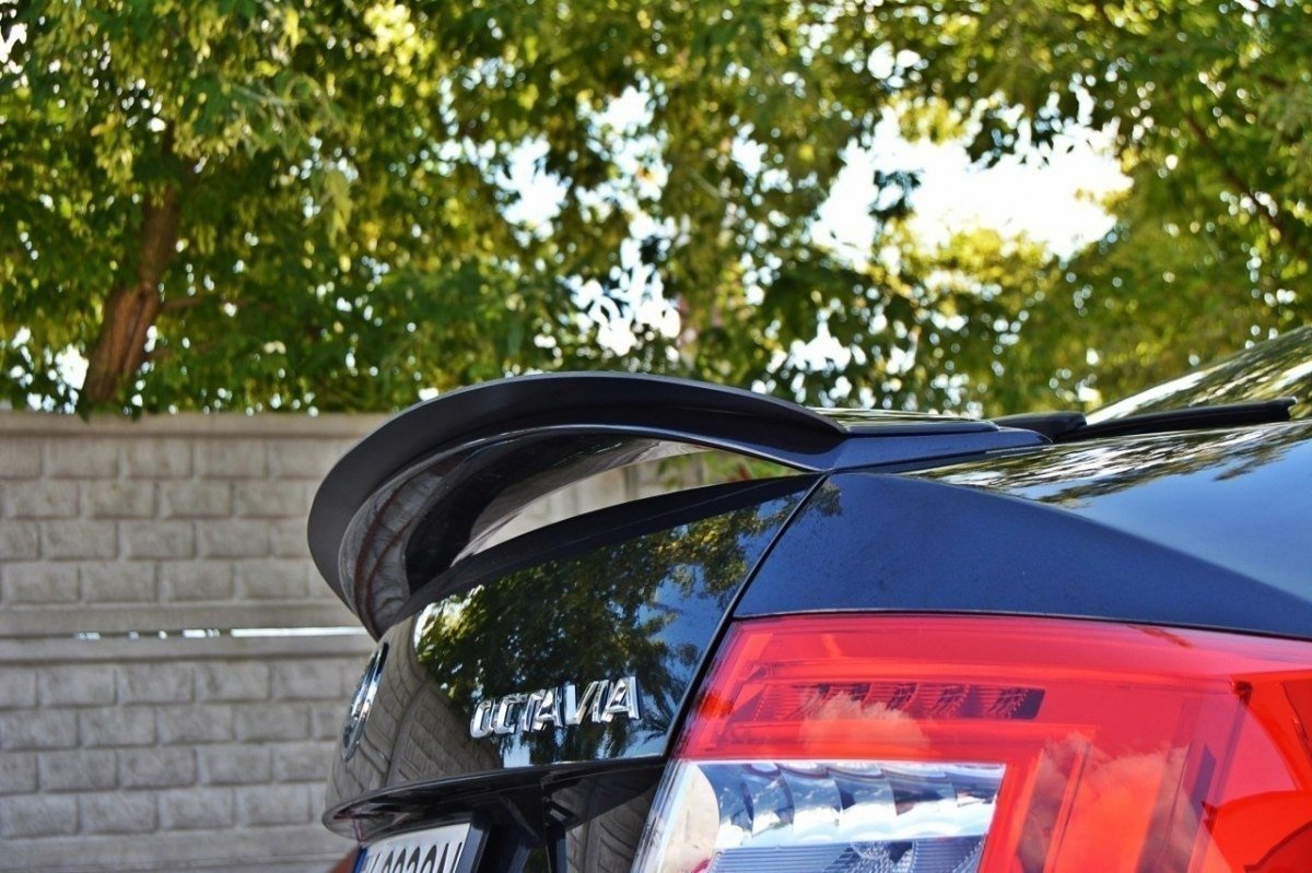 Maxton Design Spoiler CAP für Skoda Octavia RS Mk3 / Mk3 FL Hatchback schwarz Hochglanz