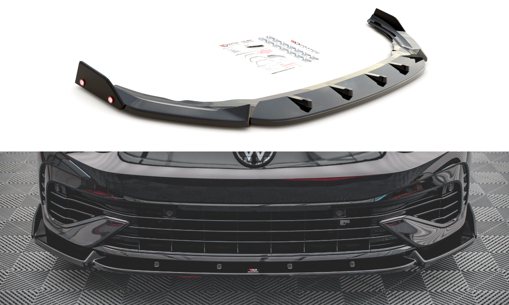 Maxton Design Front Ansatz V.2 +Flaps für Volkswagen Golf R Mk8
