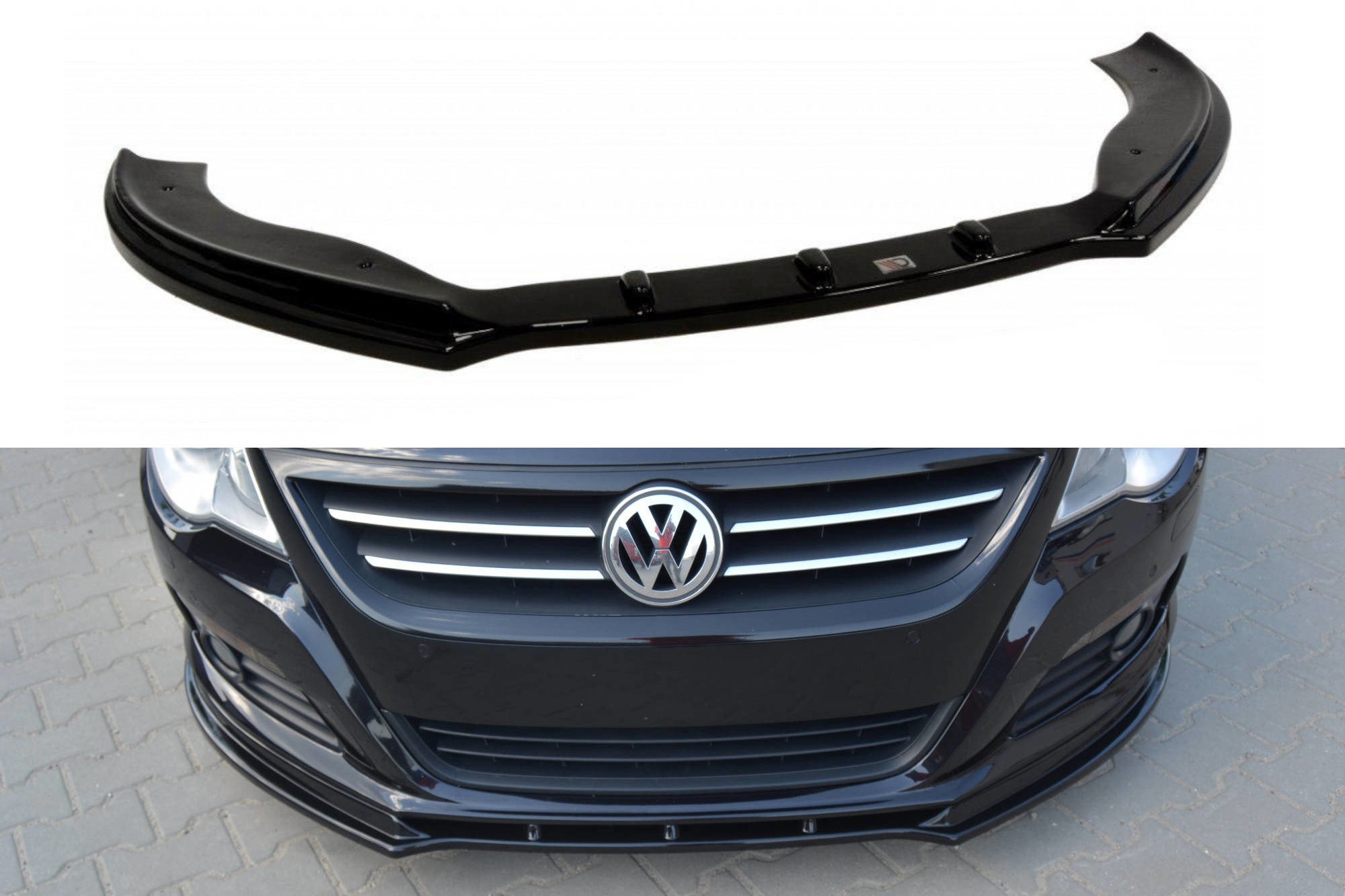 Maxton Design Front Ansatz V.1 für VW PASSAT CC vor Facelift, STANDARD STOßSTANGE schwarz Hochglanz