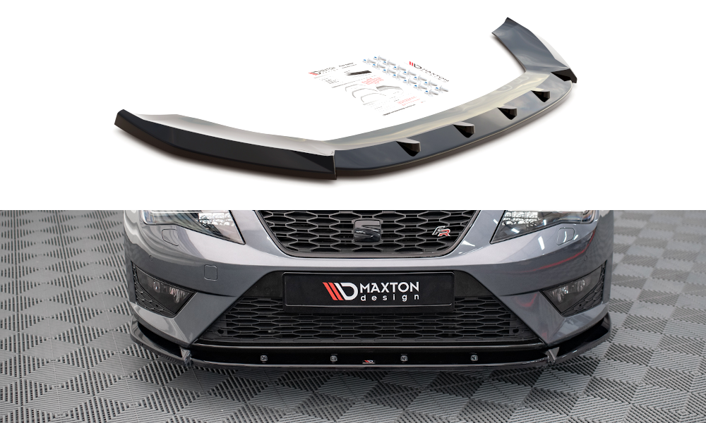 Maxton Design Front Ansatz V.1 für Seat Leon FR / Cupra Mk3 schwarz Hochglanz