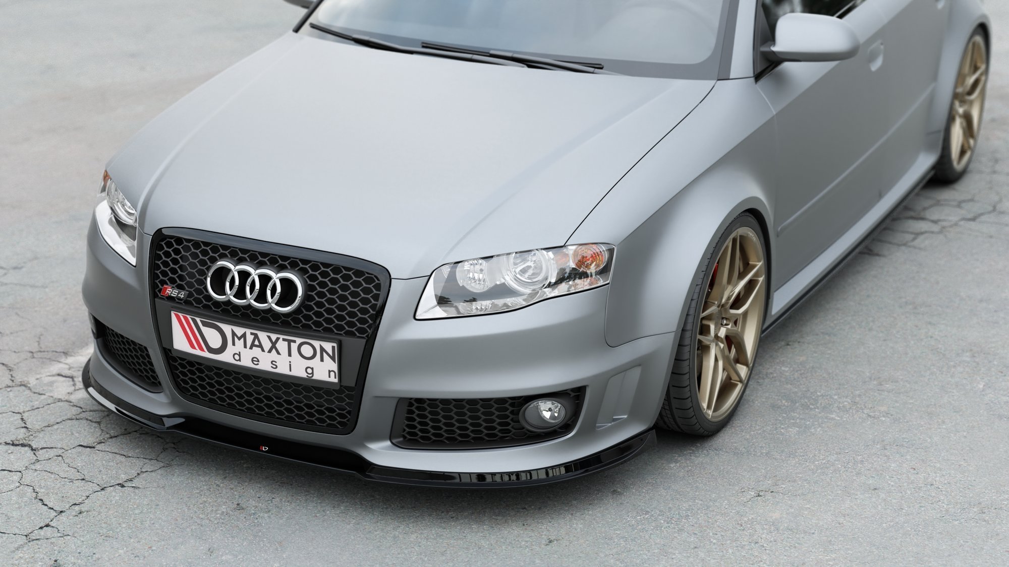 Maxton Design Front Ansatz V.1 für Audi RS4 B7 schwarz Hochglanz