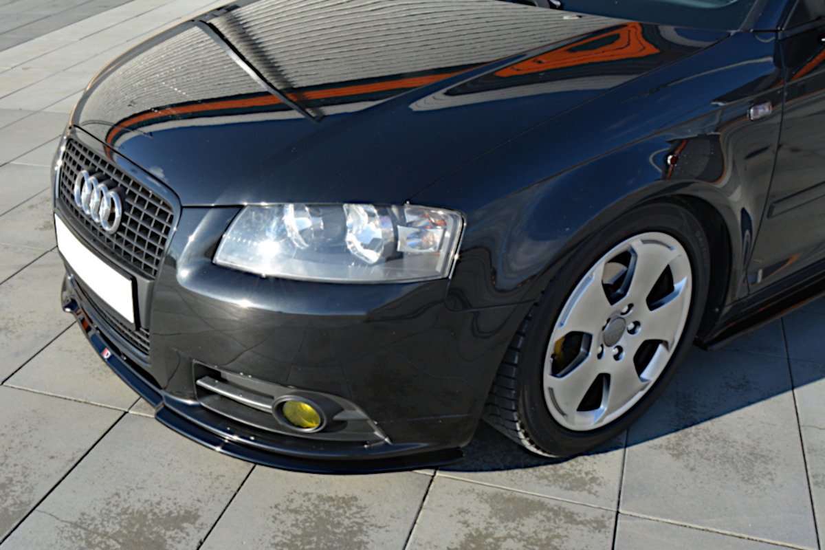 Maxton Design Front Ansatz für Audi A3 S-Line 8P schwarz Hochglanz