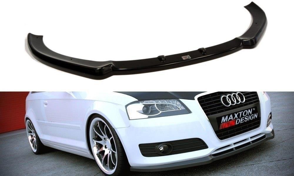 Maxton Design Front Ansatz für AUDI A3 8P Facelift schwarz Hochglanz