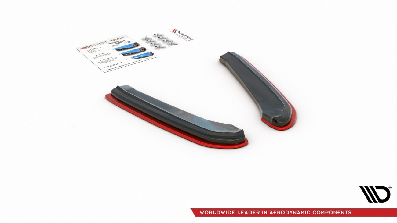 Maxton Design Heck Ansatz Flaps Diffusor V.1 für Seat Leon Mk3 Cupra ST FL schwarz+Rot Hochglanz