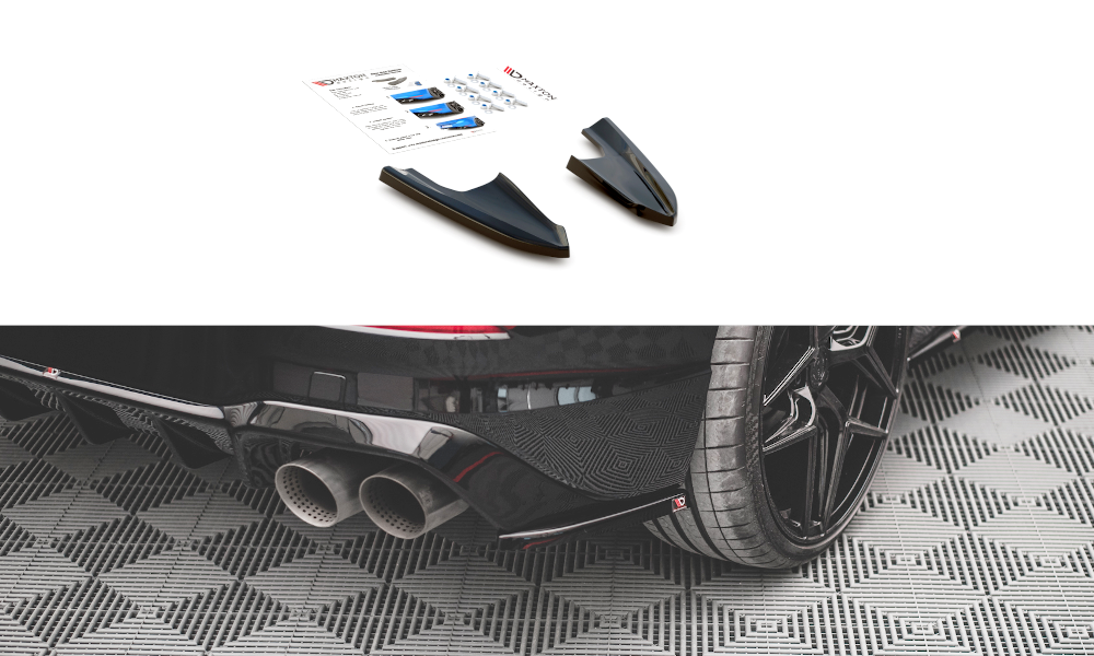 Maxton Design Heck Ansatz Flaps Diffusor V.3 für Volkswagen Golf R Mk8 schwarz Hochglanz