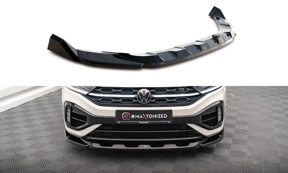 Maxton Design Front Ansatz V.2 für Volkswagen T-Roc R Mk1 Facelift schwarz Hochglanz