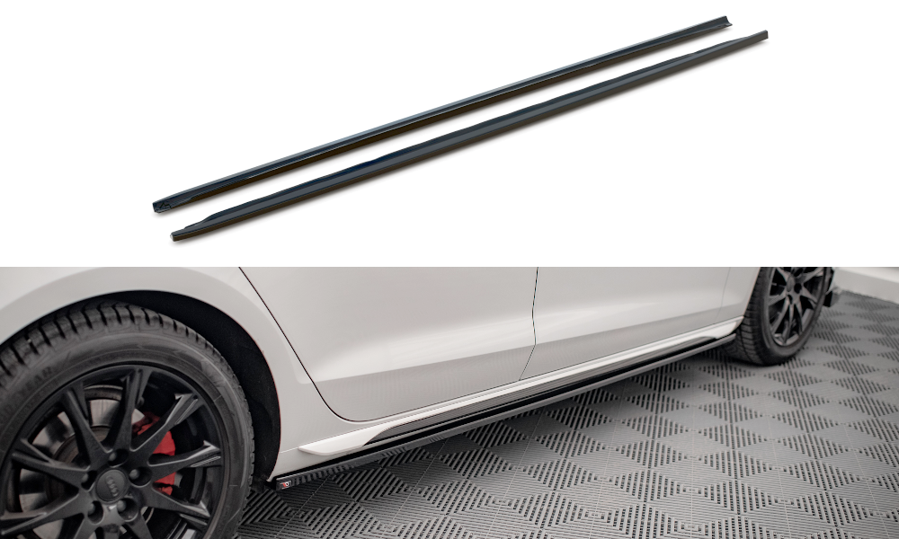 Maxton Design Seitenschweller Ansatz für Audi A4 B9 Facelift schwarz Hochglanz