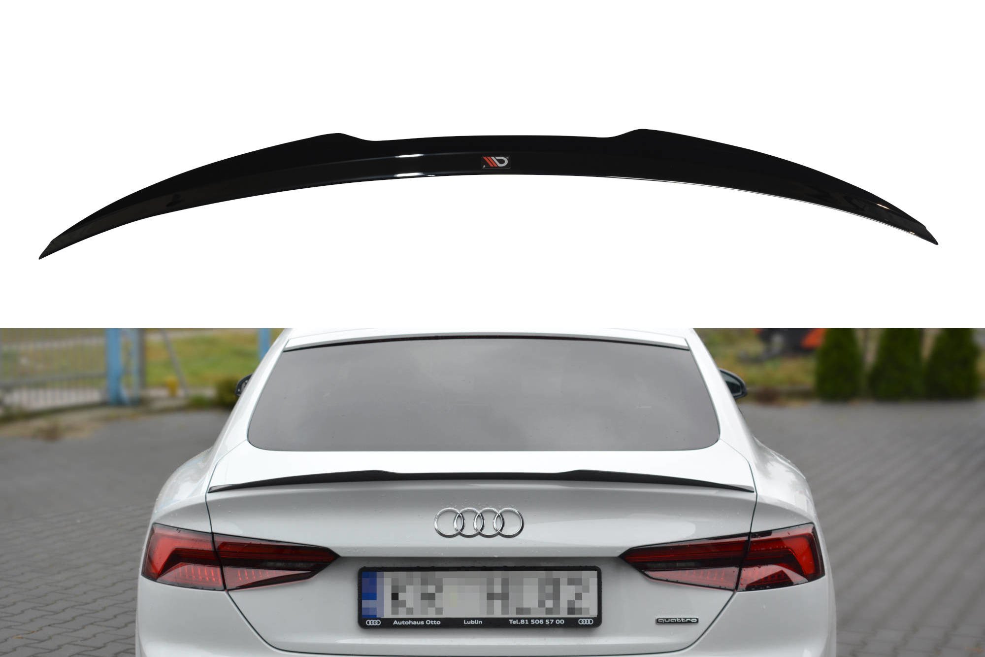 Maxton Design Spoiler CAP für Audi A5 S-Line F5 Sportback schwarz Hochglanz