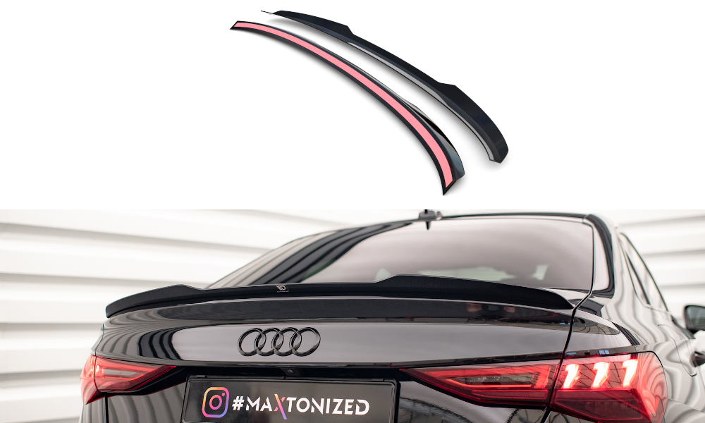 Maxton Design Spoiler CAP für Audi A3 / A3 S-Line Limousine 8Y schwarz Hochglanz