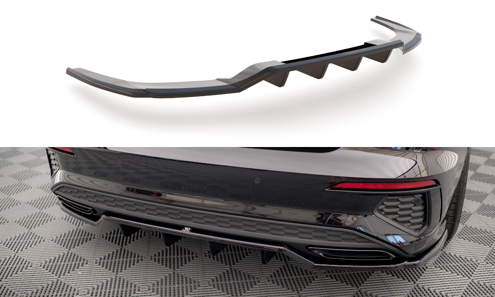 Maxton Design Mittlerer Diffusor Heck Ansatz DTM Look für Audi A3 S-Line Limousine 8Y schwarz Hochglanz