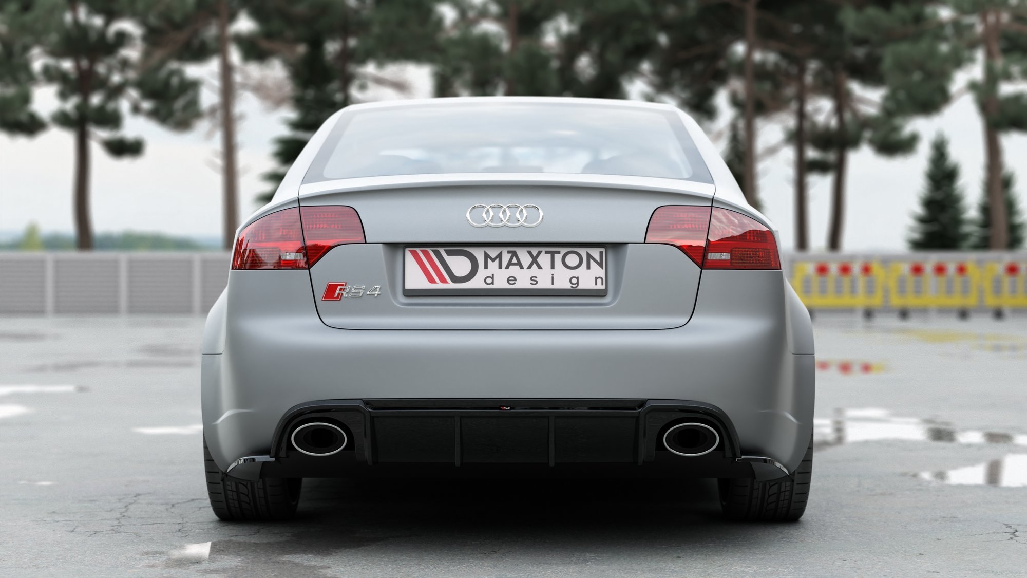 Maxton Design Diffusor Heck Ansatz für Audi RS4 B7 schwarz Hochglanz