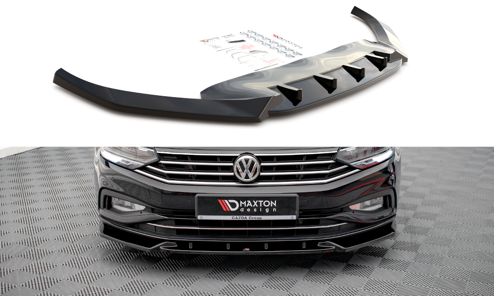 Maxton Design Front Ansatz V.2 für Volkswagen Passat B8 Facelift schwarz Hochglanz