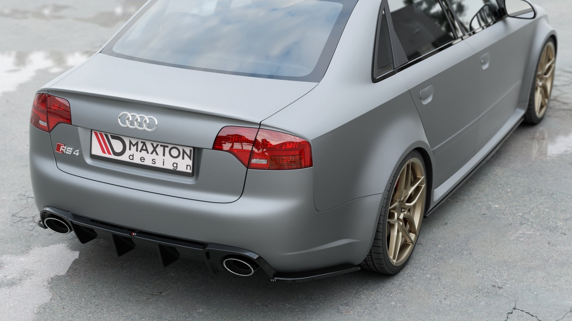 Maxton Design Diffusor Heck Ansatz für Audi RS4 B7 schwarz Hochglanz