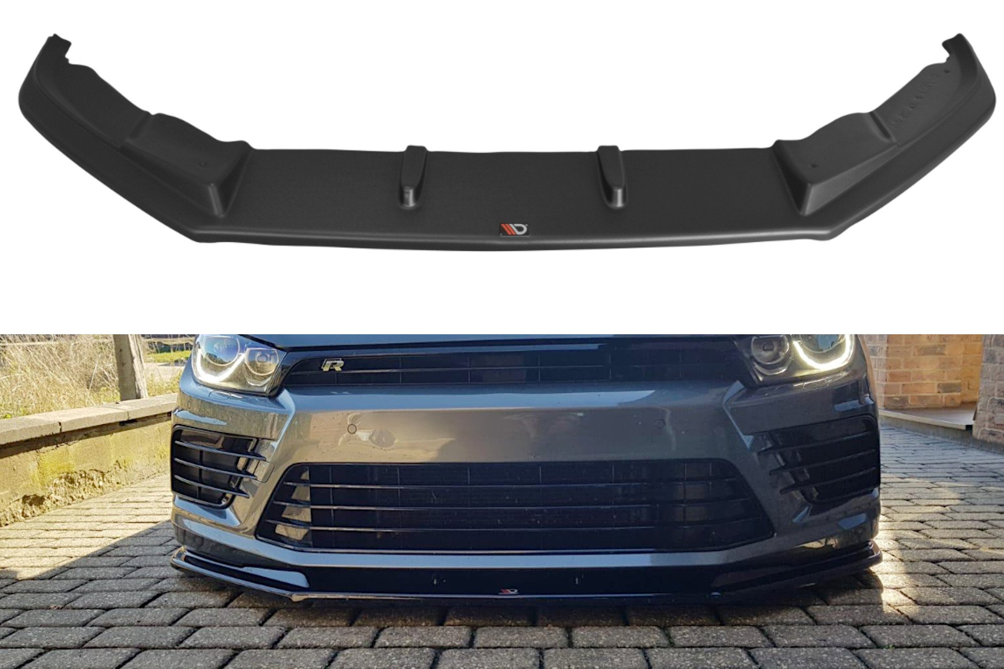 Maxton Design Front Ansatz V.1 für VOLKSWAGEN SCIROCCO MK.3 R FACELIFT schwarz Hochglanz