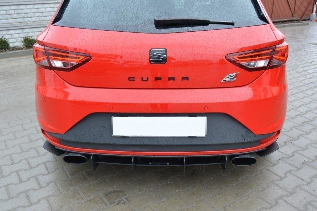 Maxton Design SEAT LEON III CUPRA Diffusor Heck Ansatz für Heckschürze für & Heck Ansatz Flaps Diffusor für