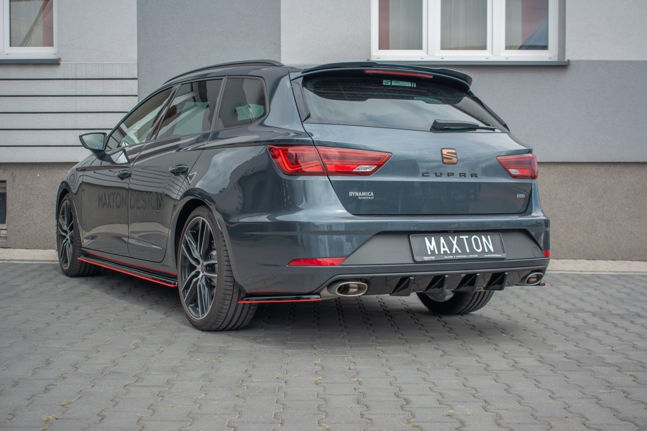 Maxton Design Heck Ansatz Diffusor für Seat Leon Mk3 Cupra ST Facelift schwarz Hochglanz