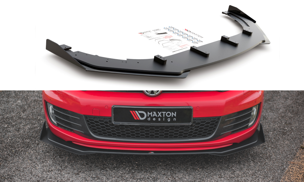 Maxton Design Robuste Racing Front Ansatz V.3 für passend +Flaps für Volkswagen Golf GTI Mk6 schwarz Hochglanz