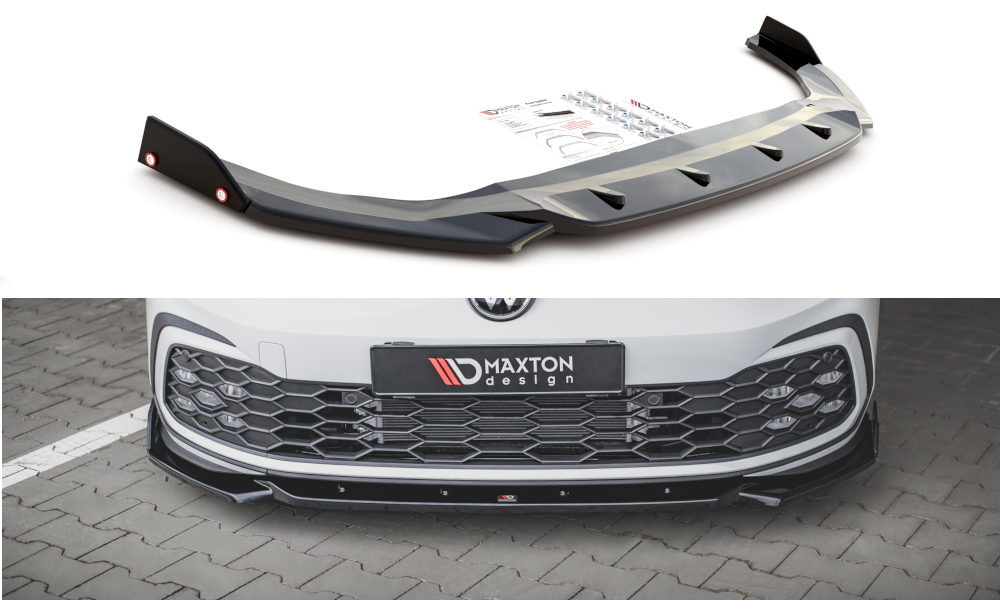 Maxton Design Front Ansatz V.2 +Flaps für Volkswagen Golf 8 GTI