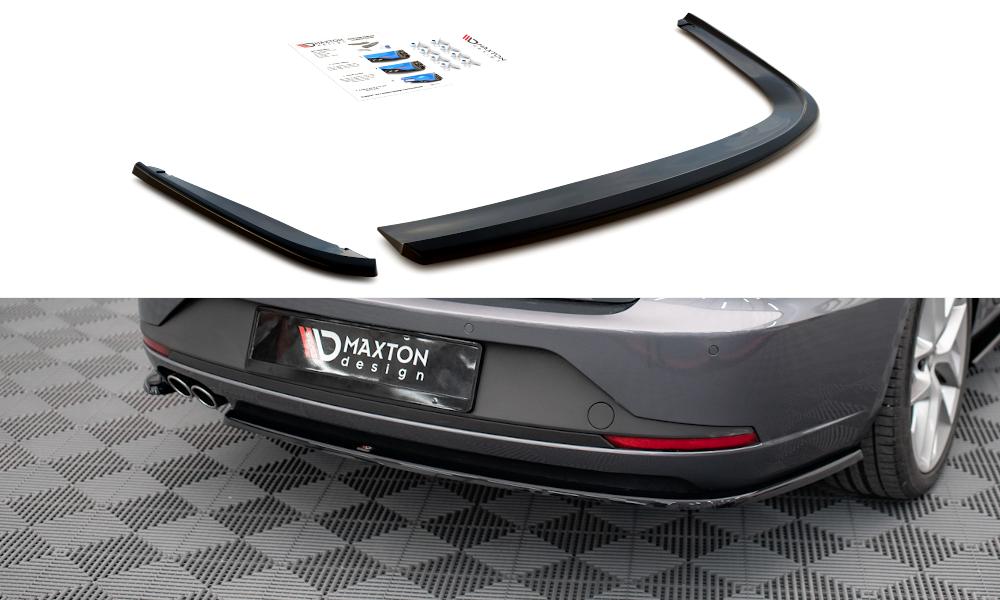 Maxton Design Heck Ansatz Flaps Diffusor V.1 für Seat Leon FR Sportstourer Mk3 schwarz Hochglanz