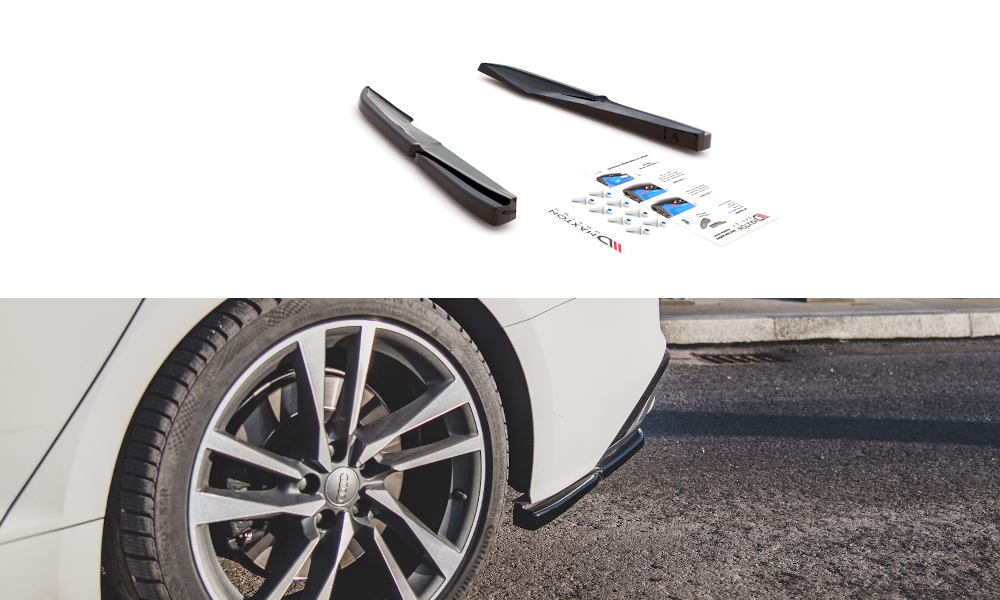 Maxton Design Heck Ansatz Flaps Diffusor für Audi S5 Sportback F5 Facelift schwarz Hochglanz