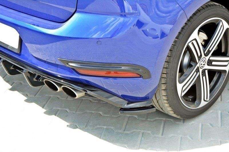 Maxton Design Heck Ansatz Flaps Diffusor für VW Golf 7 R / R-Line Facelift schwarz Hochglanz