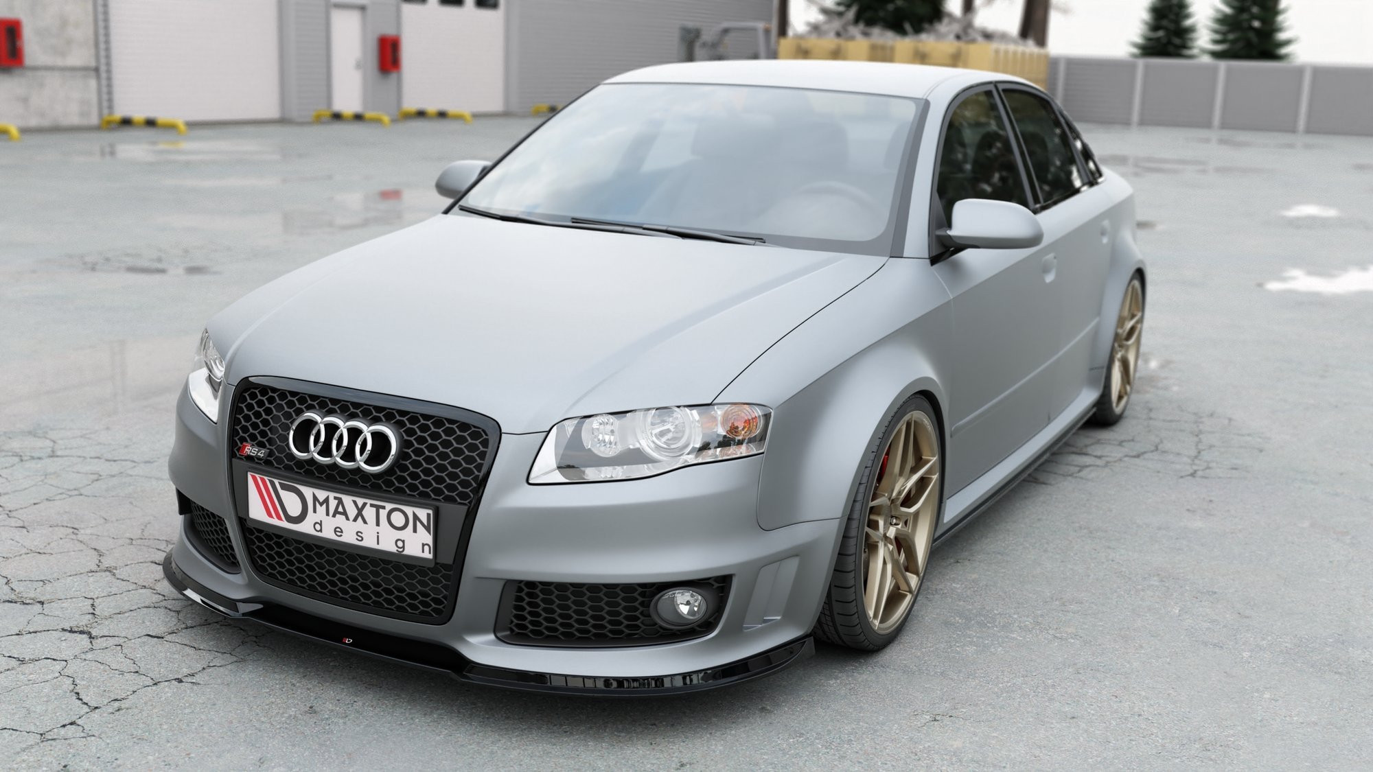 Maxton Design Front Ansatz V.1 für Audi RS4 B7 schwarz Hochglanz