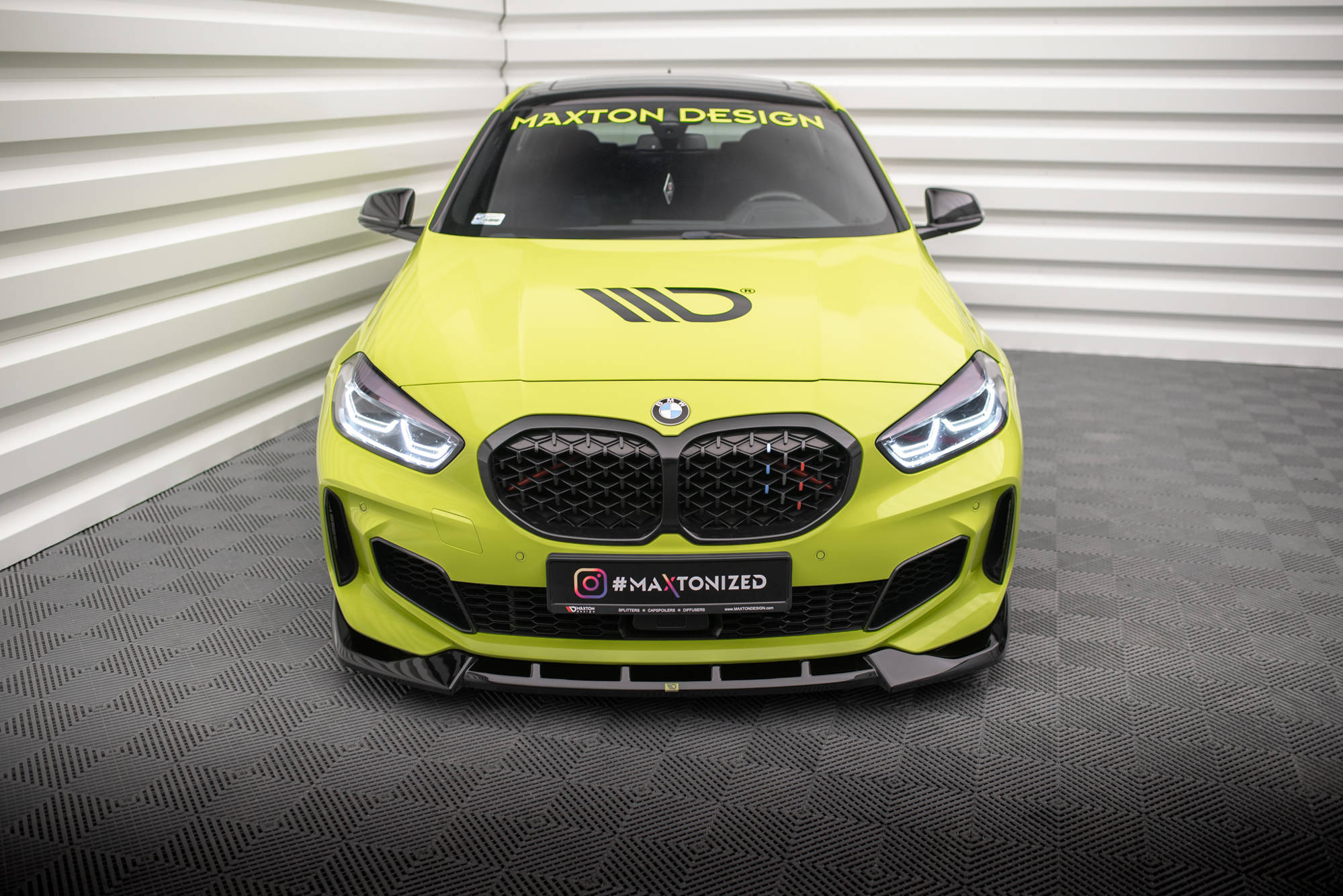 Maxton Design Front Ansatz V.6 für BMW 1er F40 M-Paket / M135i  schwarz Hochglanz