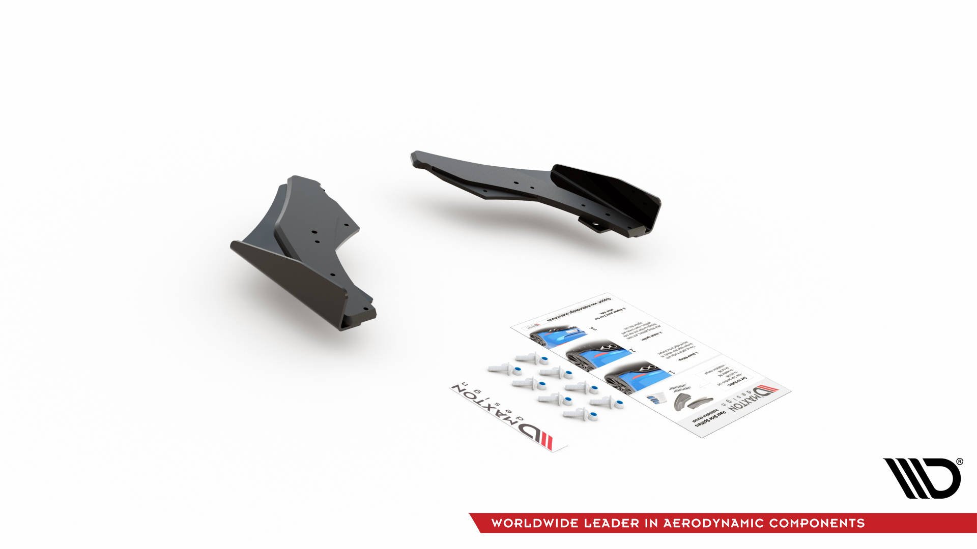 Maxton Design Robuste Racing Heck Ansatz Flaps Diffusor +Flaps für Volkswagen Golf 8 GTI Clubsport schwarz Hochglanz