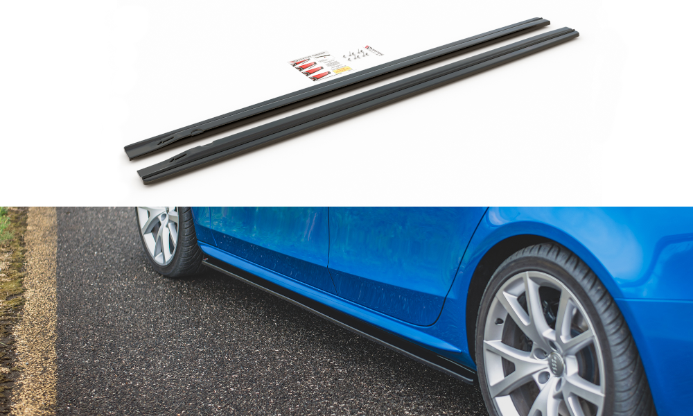 Maxton Design Seitenschweller Ansatz für Audi S4 / A4 / A4 S-Line B8 / B8 FL schwarz Hochglanz