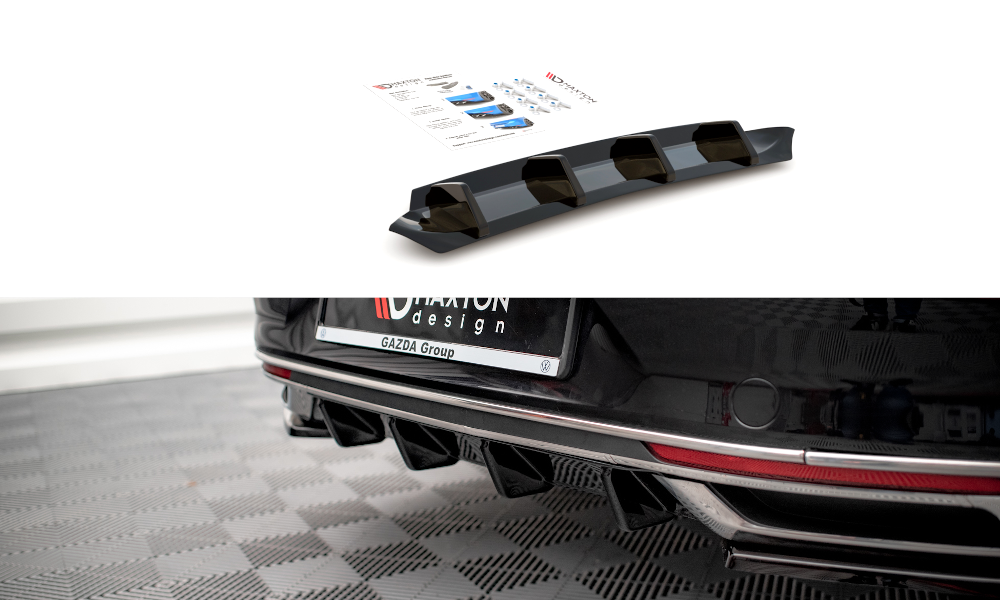 Maxton Design Diffusor Heck Ansatz für Volkswagen Passat B8 Facelift schwarz Hochglanz