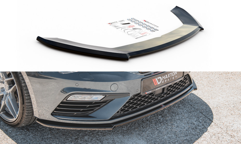 Maxton Design Cup Spoilerlippe Front Ansatz V.4 für Seat Leon Cupra / FR Mk3 FL schwarz Hochglanz