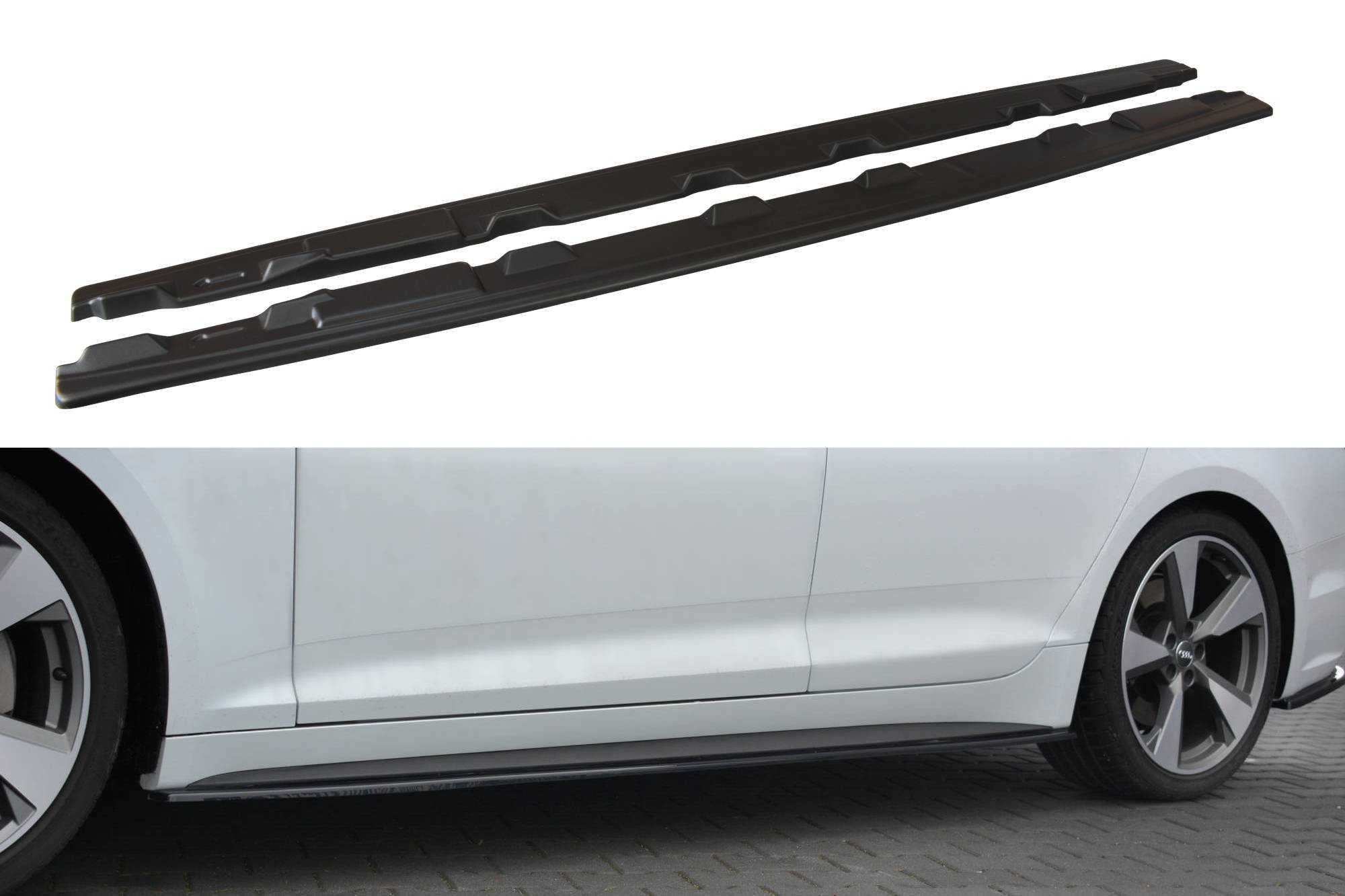 Maxton Design Seitenschweller Ansatz für Audi S5 / A5 S-Line F5 Sportback  schwarz Hochglanz